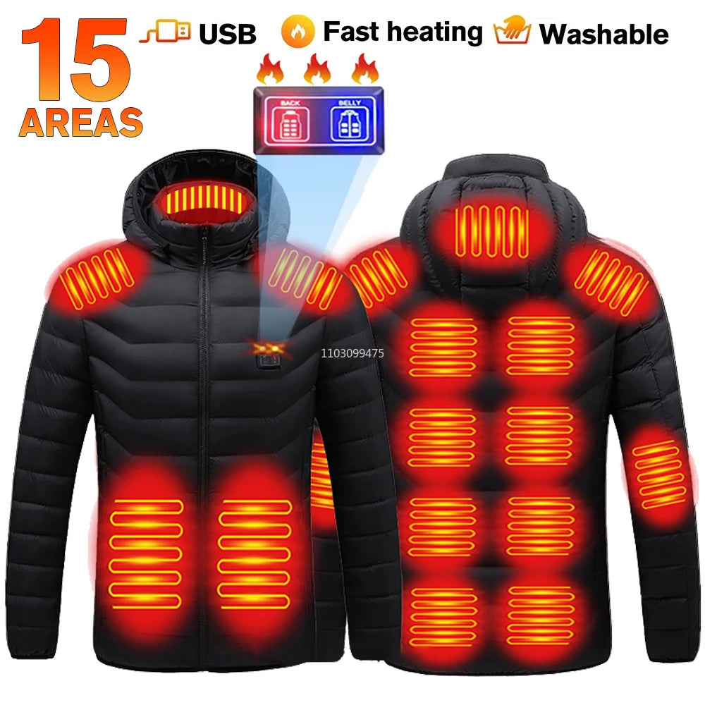 21 Areas USB Electric Heated Jacket Men Women Heated Jacket Winter Clothing Snowfield Camping Hiking Apparel Thermal Down Jacket