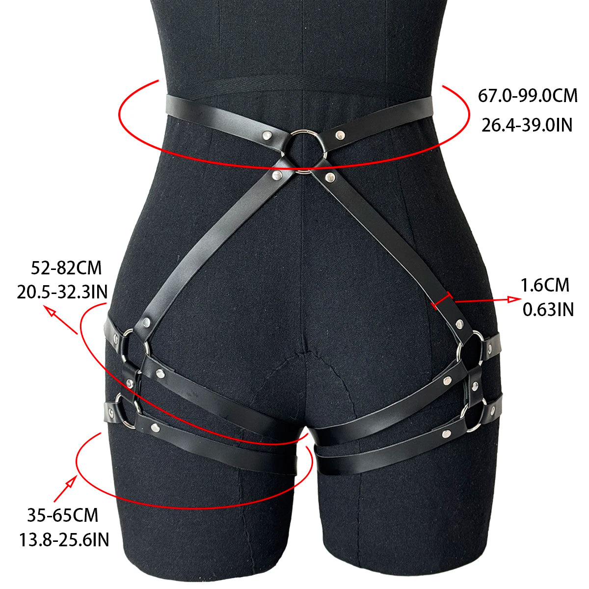 Women Sexy PU Leather Harness Waist Belt with Leg Leather Lingerie Double-layer Leg Straps Gothic Clothing Accessories