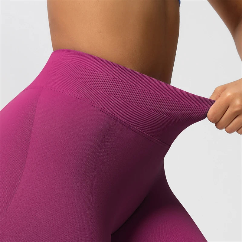 Bum Shaping Leggings Women Seamless Sports Yoga Pants Low Ribbed Band Gym clothes Fitness Workout Scrunch Butt Tight