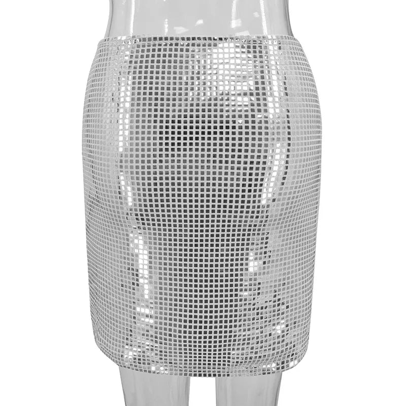 Spring Sexy Women's Sequin Mesh Party Dress Euro-American Slim Fit Bodycon Clubwear  Evening Cocktail  Elegant Skirt