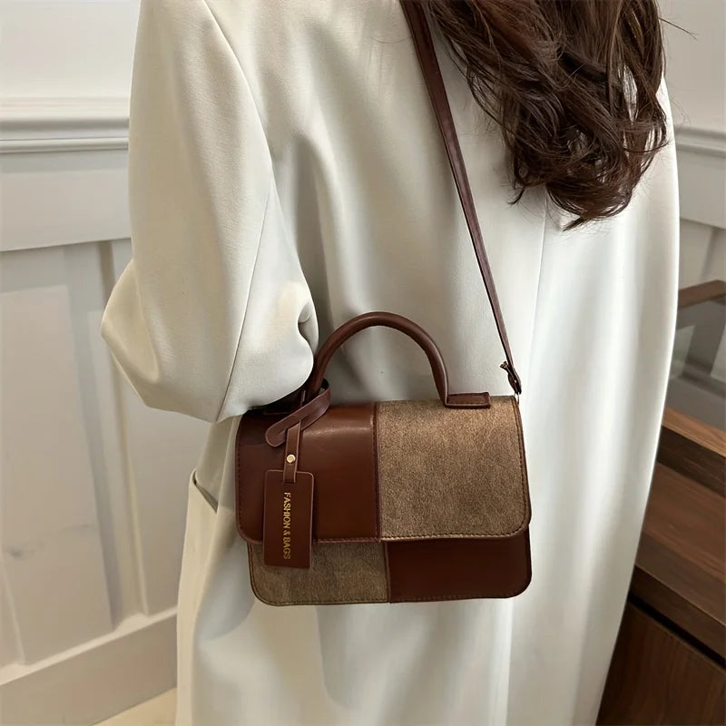 Elegant Women's Handbag Crossbody Shoulder Bag, Snap Closure Tote Bag, Everyday Accessory, Geometric Pattern, Fashion Lovers