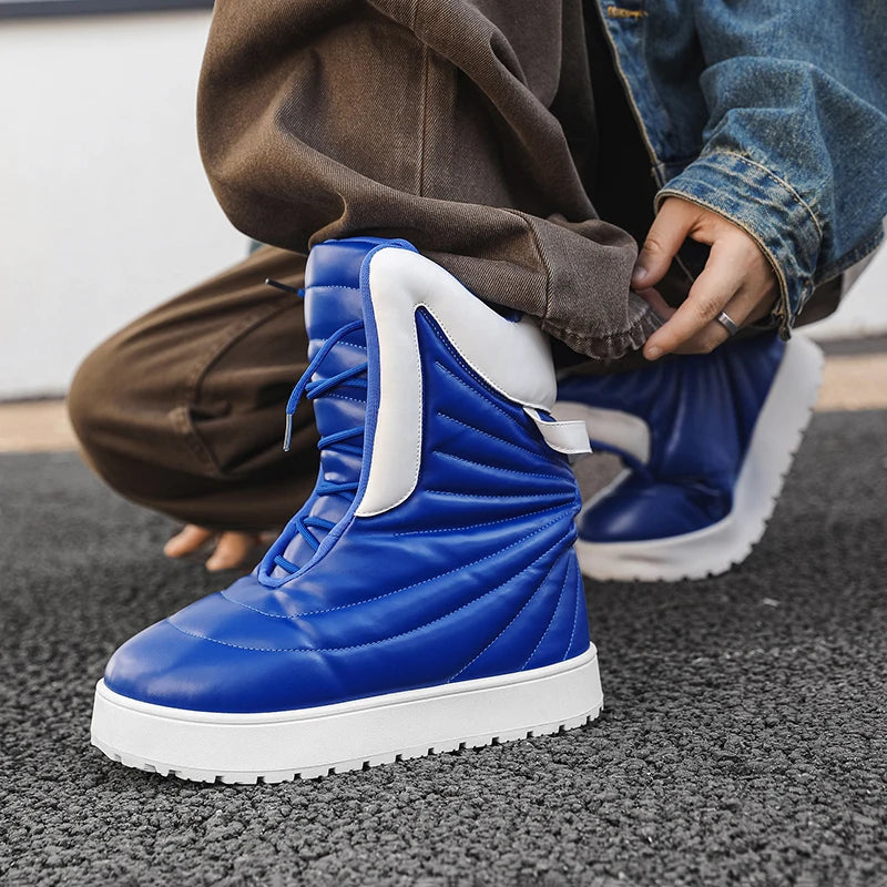 Men's Chukka Boots Outdoor Cold proof Warm Men's Snow Boots Soft Non slip Wear resistant Sole Fashion Thick Bottom Long Boots