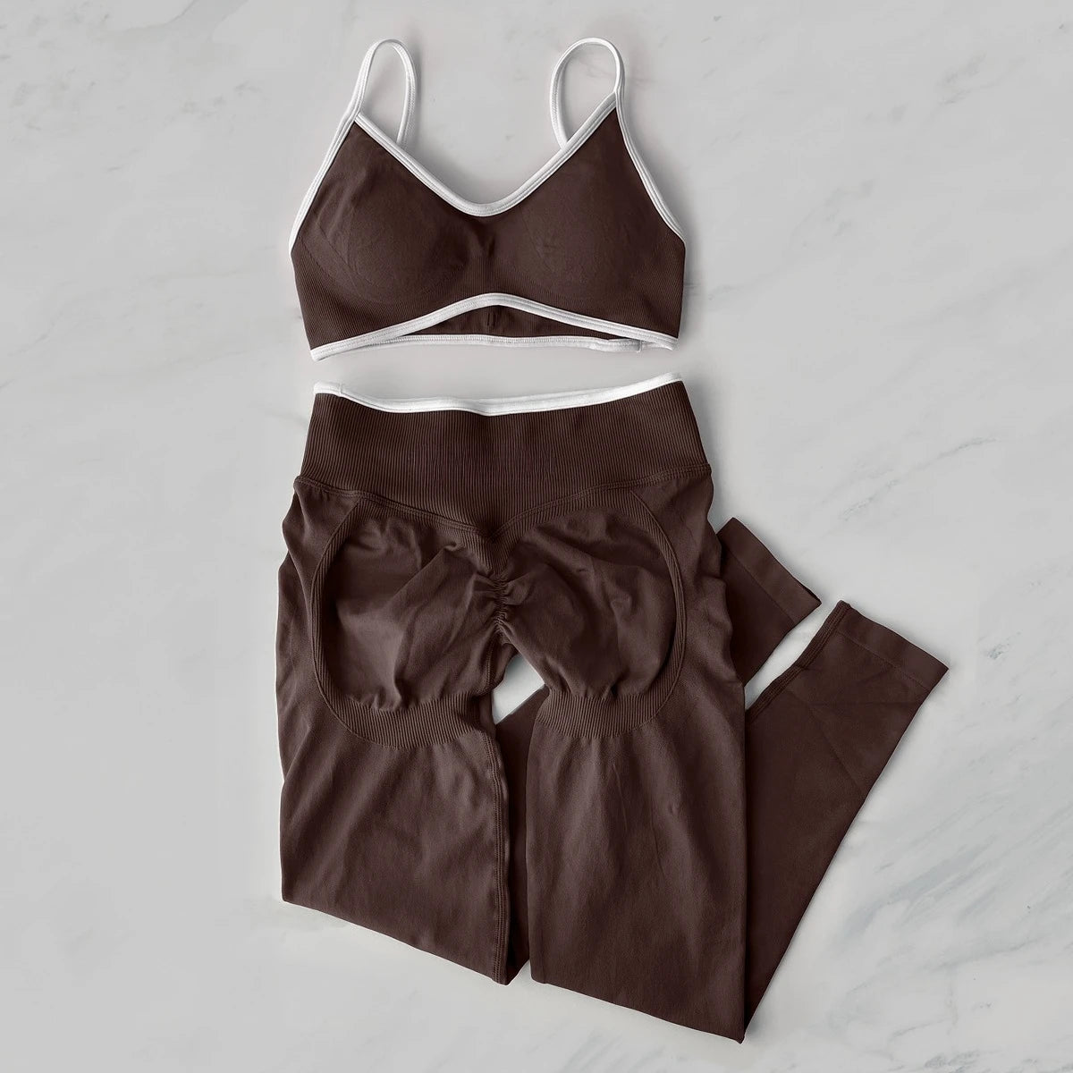 2Pcs Women's Gym Yoga Set Seamless High Waist Leggings Sports Bra Top Workout Outfit Fitness Activewear Running Training Clothes