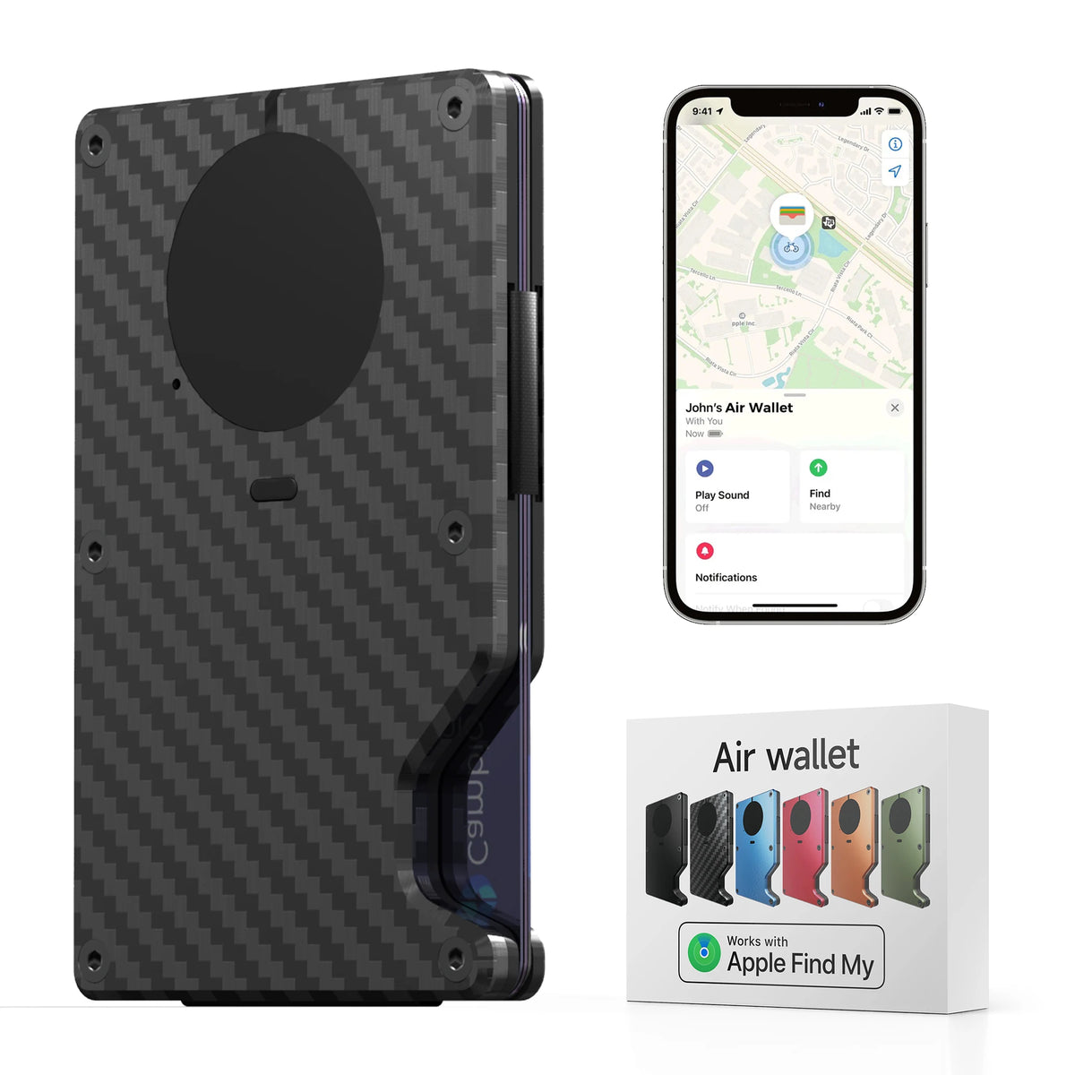 Wallet With Built In Airtag Chip, Rfid Blocking Credit Card Holder, Slim Wallet For Men, Compatible With Apple Find My ios Only