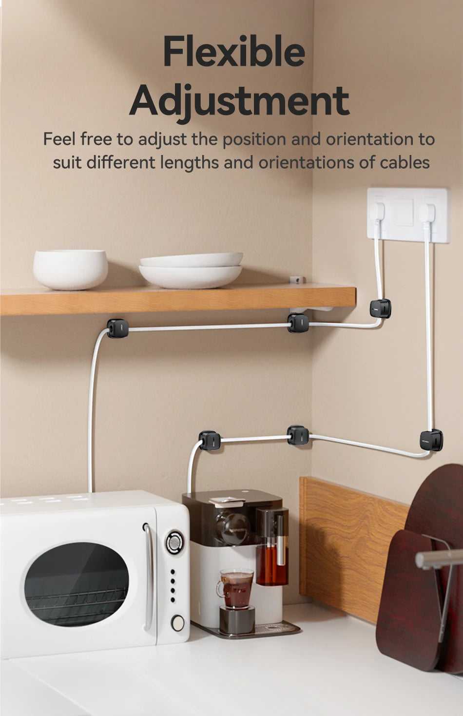 Rocoren Magnetic Cable Sorting Desktop Self Adhesive Cable Clamp Adjustable Cable Management Clamp for Earphone Cable Data Cable
