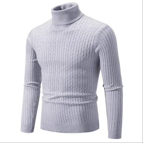 2025 New Men Solid Colour Turtleneck Sweater Black , White , Royal Blue, Fashion Simple Male Casual Pullover Tops