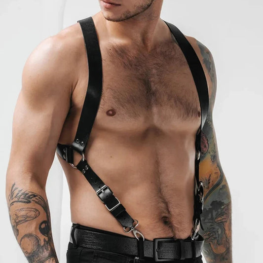 Fetish  Men Sexy PU Leather Harness Male Lingerie Adjustable Body Punk Style Belts BDSM Bondage Harajuku Garter For Adult