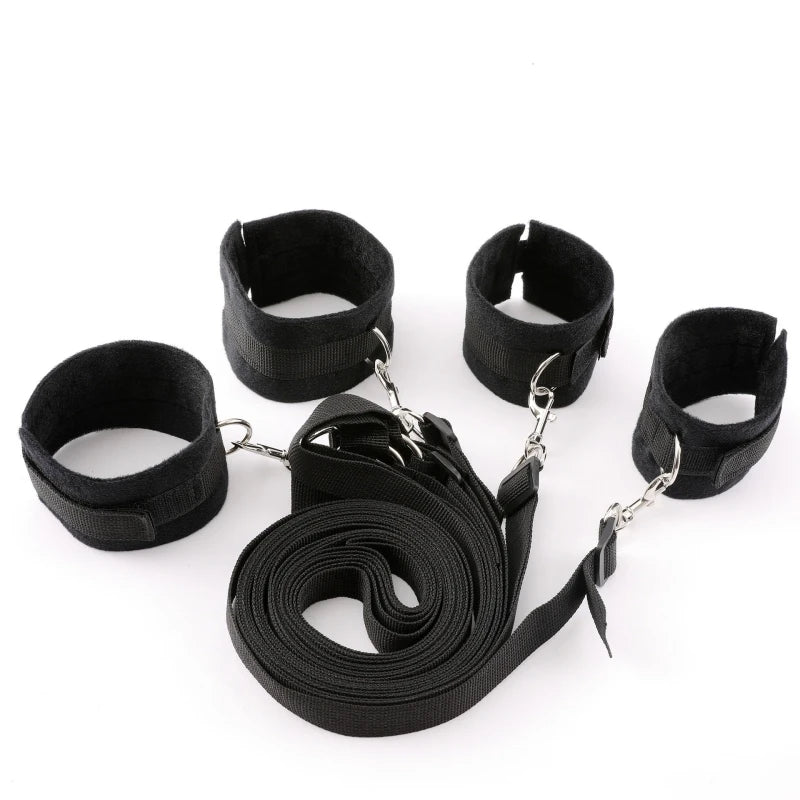 Bed B*ndage Restraint Set Adjustable Wrist Ankle Cuffs Comfortable Couples Handcuffs Adult S*x SM Game Lover Intimate Play Kit