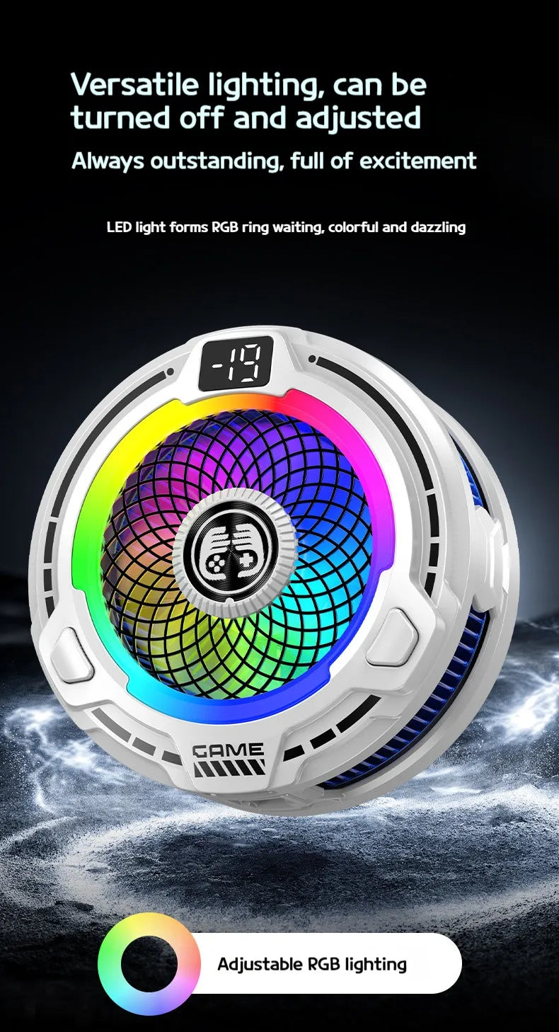 FS18 AI Mobile Cooler 30W Magnetic Back-clip Ice Cooling Radiator Digital Display RGB Light Gaming Cooler Temperature Control