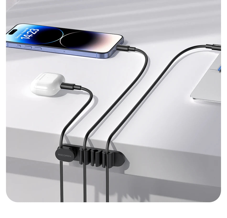 Organizer Silicone 5 Hole Cables Winder Flexible Wire Management Clips For Cable ClearanceCordProtector For Charger