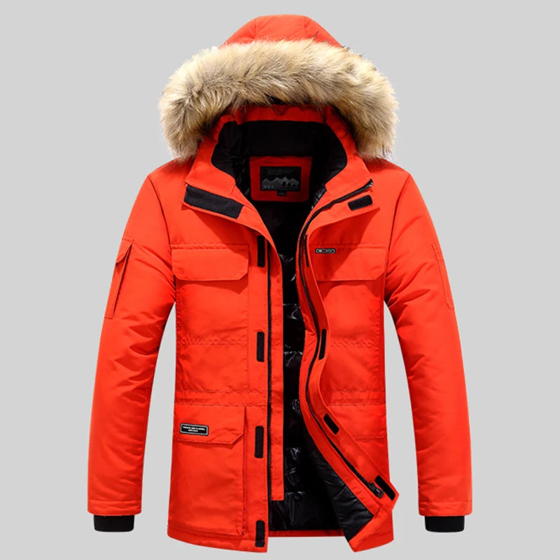 New Thickening Keep Warm Men Coat Winter Fashion Casual Removable Hat Jacket Outdoors Loose Comfort Windproof Solid Parka Men