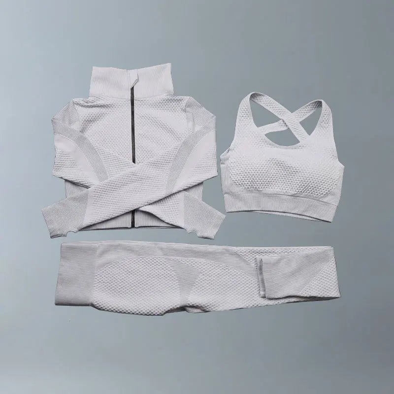 Yoga Suits Women Fitness Wear Gym Set Sports Outfits Training Exercise Workout Pants Long Sleeve Crop Top Bra Womens Tracksuits