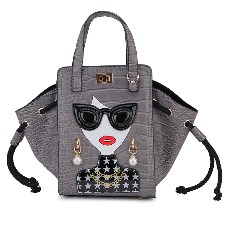 Novelty Lady Face Crossbody Bag for Women Fashion Purses and Handbags Designer Shoulder Bag Party Clutch Bat Bag Casual Totes