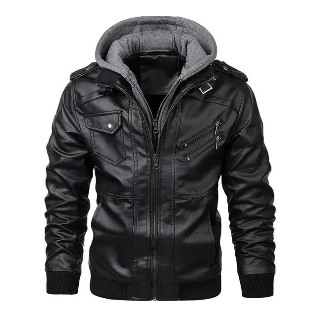 Outdoor Windproof Male Leather Jacket Men's Slim Fit Zipper Leather Jacket PU Jacket Autumn Winter Man High Quality Clothing
