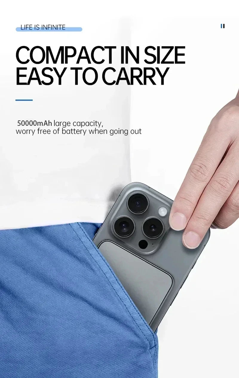 Lenovo 500000mAh Magnetic Wireless Power Bank Ultra Thin Portable CCC Certified Super Fast Charging LED Display Pack for MagSafe