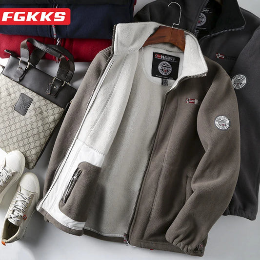 FGKKS  Brand Casual Jacket For Men Thickened Wool Jacket High Quality Design Warm Fashion Jacket Male