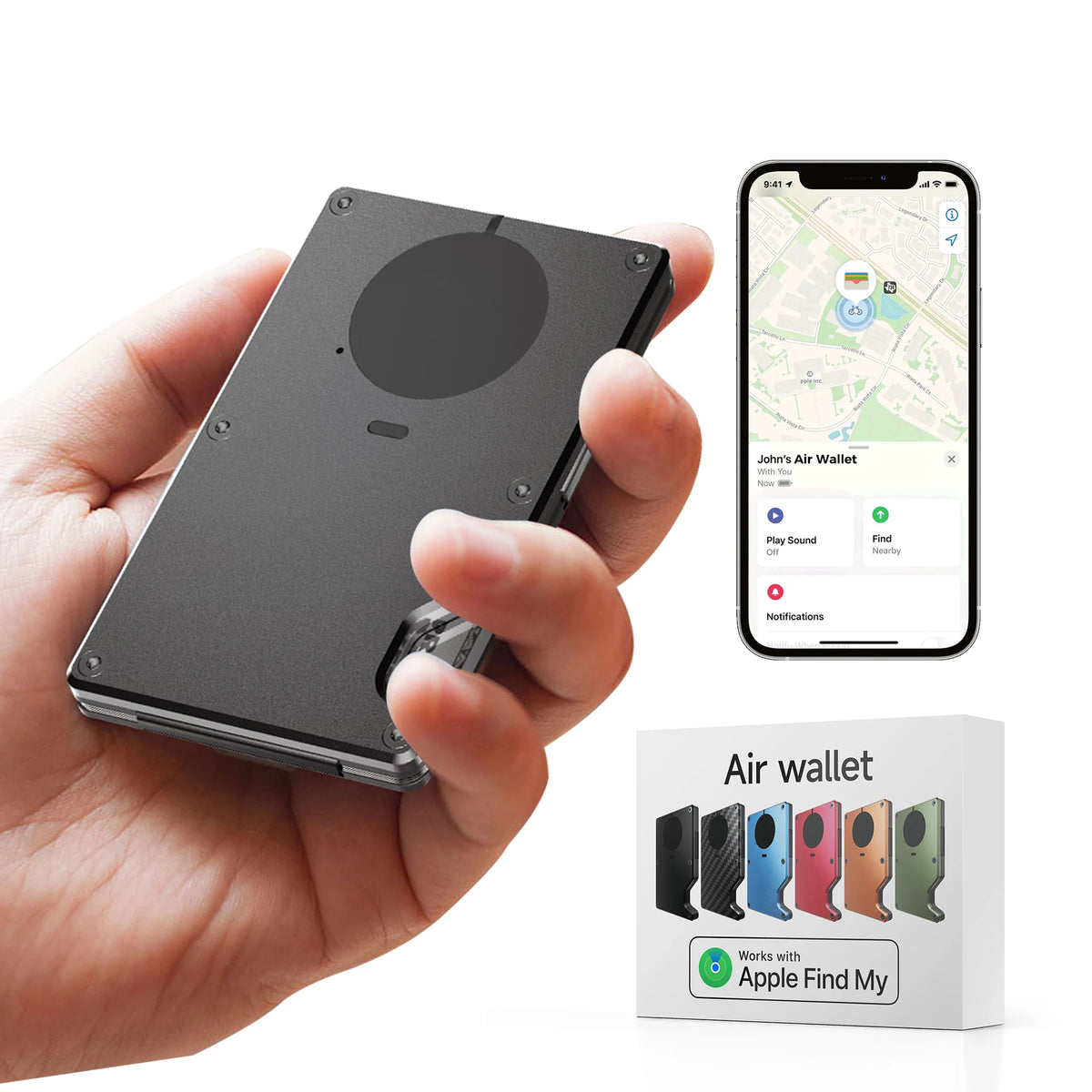 Wallet With Built In Airtag Chip, Rfid Blocking Credit Card Holder, Slim Wallet For Men, Compatible With Apple Find My ios Only