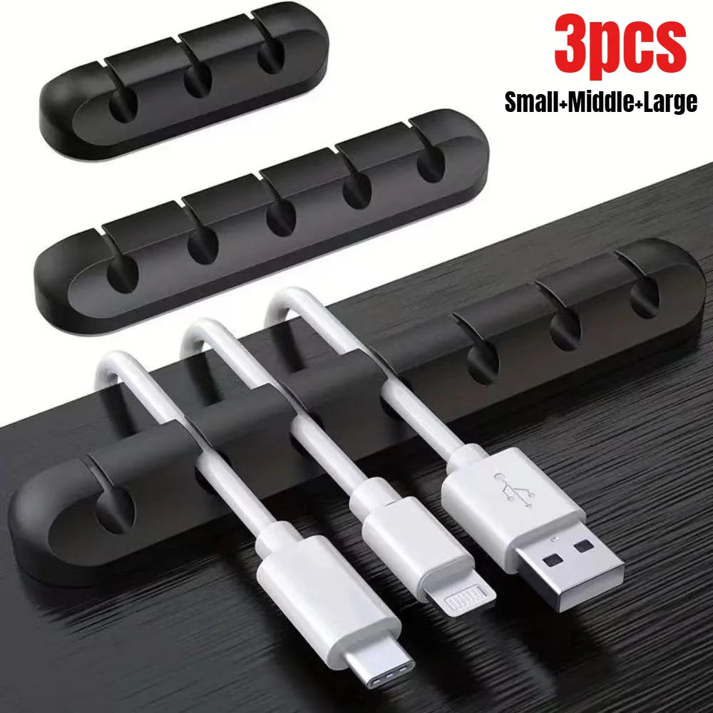 Cable Cord Wire Organizer Silicone USB Cable Winder Management Clips Self Adhesive for Mouse Keyboard Headset For iPhone Huawei