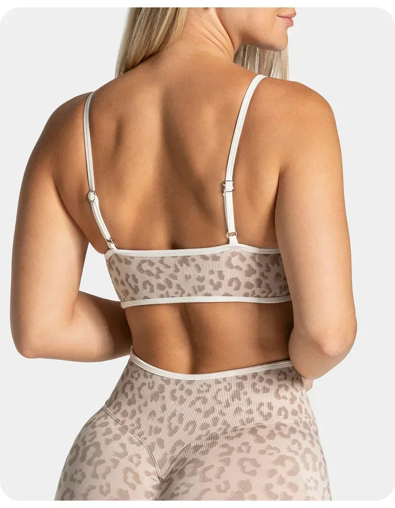 2PCS  High Quality Yoga SetNew Leopard Print Sports Underwear, Shockproof Butt Lift Workout Sports Trousers Women Activewear