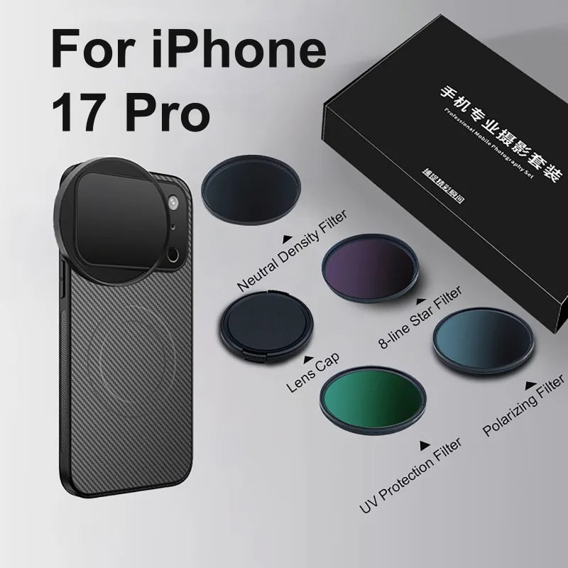 4 in 1 58mm Filter Set for iPhone 17 Pro/Pro Max With Universal CPL UV ND8 Starling Filter Magnetic Wireless Charging Phone Case
