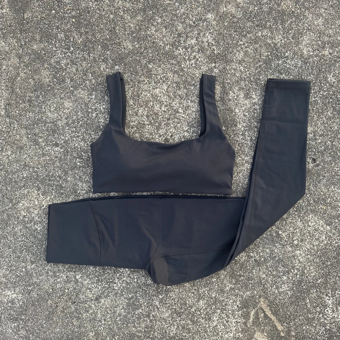 Solid Color Soft Gym Yoga Set Legging Soft Hollow Out Sport Bra Tracksuit Women Gym Suit Comprehensive Training Jogging Athletic