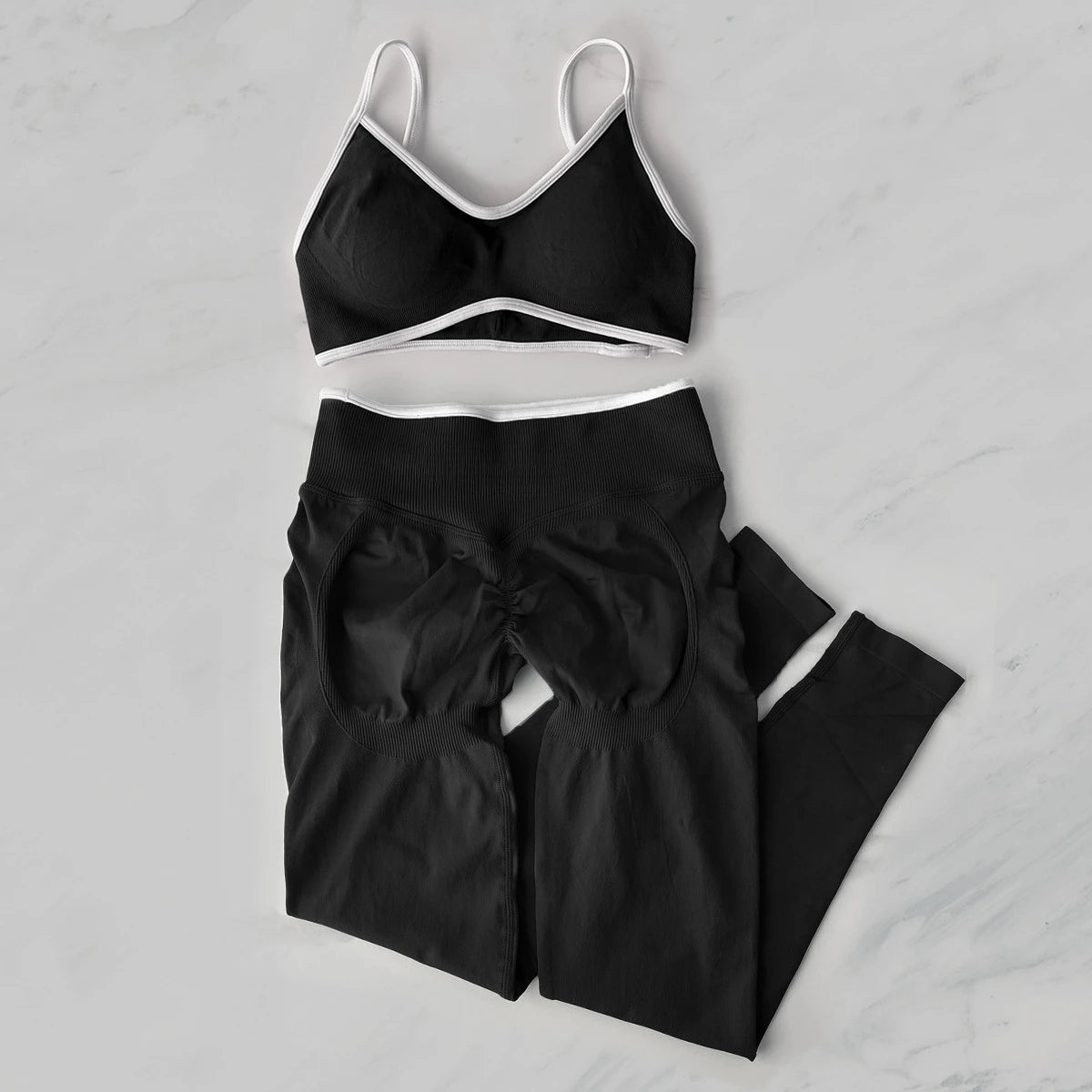 2Pcs Women's Gym Yoga Set Seamless High Waist Leggings Sports Bra Top Workout Outfit Fitness Activewear Running Training Clothes