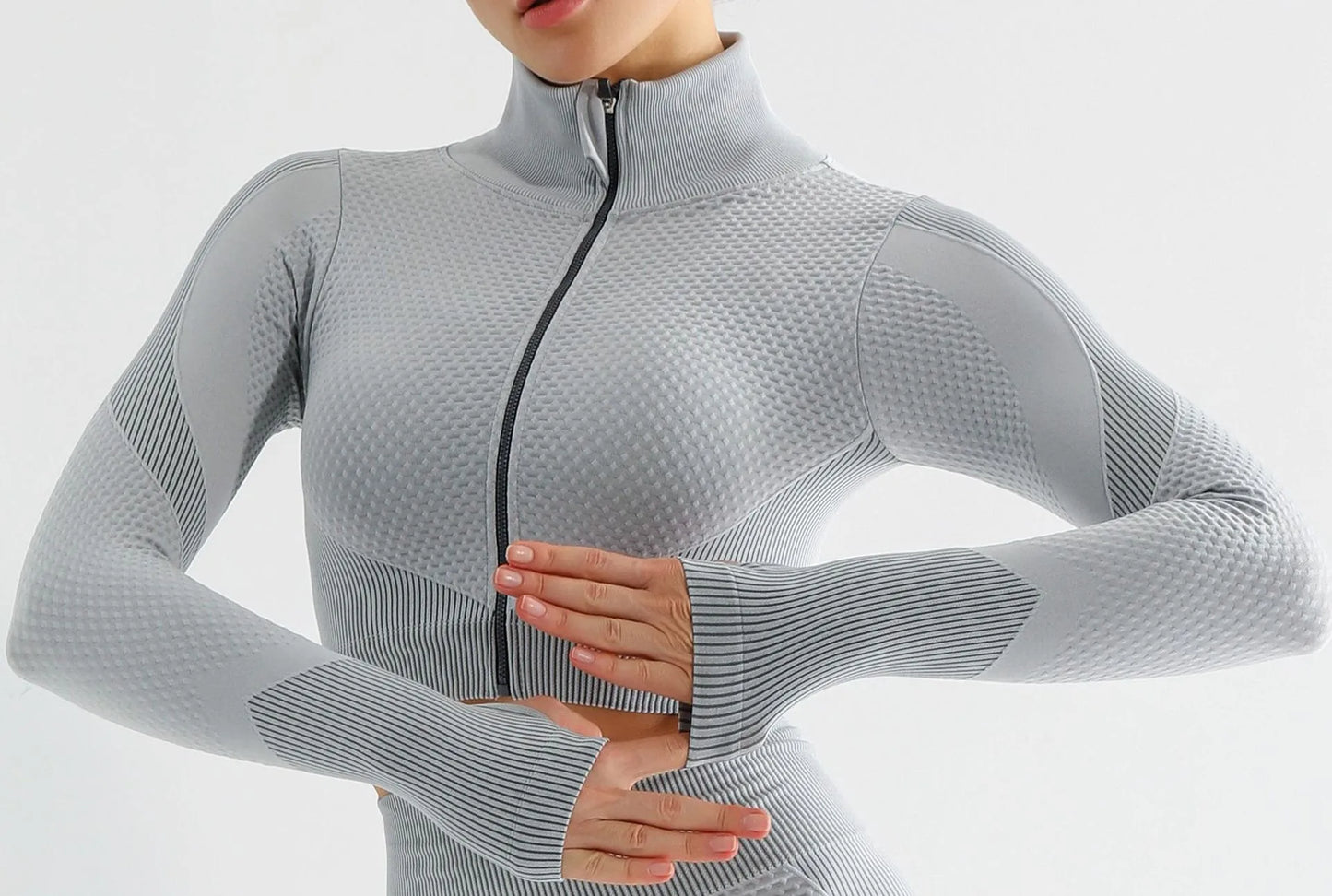 New  Spring Autumn Set Reticulate Stretch Fitness Seamless  Sportswear Suit For Women