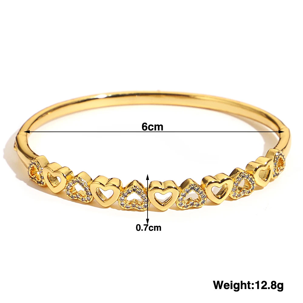 Greatera Trendy Gold Plated 316L Stainless Steel Bangles Bracelets for Women Delicate Cubic Zirconia Bracelet Party Jewelry 2024