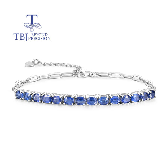 Simple design 925 sterling silver bracelet Natural kyanite oval 3*4mm real blue gemstones fine jewelry for women's banquet gifts