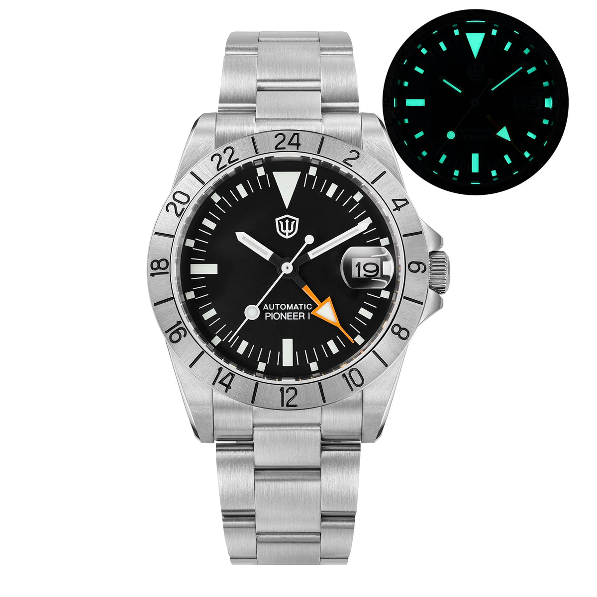 Watchdives WD16570 V2 Pioneer Watch NH34 Automatic Movement Sapphire Crystal 20Bar Waterproof Luminous 37mm GMT Watches