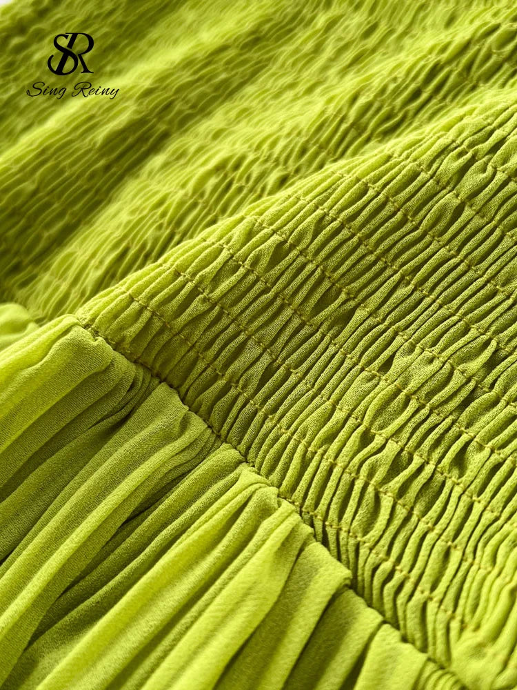 SINGREINY Women Hotsweet Chiffon Sundress Strap Cake Backless Sheath Bodycon Long Dress Vacation Retro Elastic Beach Dress