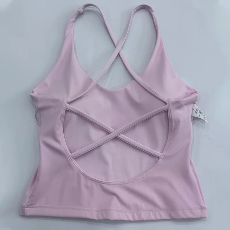 New Arrival Gym Clothes Popular Butt Lifting Leggings Crisscross Padded Yoga Tank Top Buttery Soft 2 Piece Woman Sports Sets