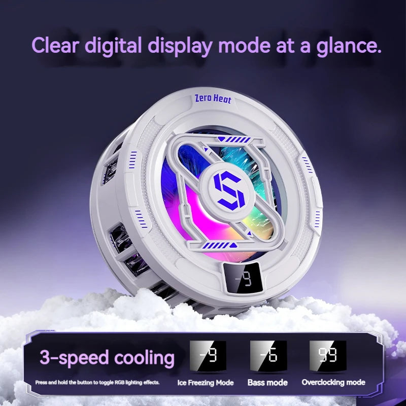 Semiconductor Magnetic Cooler With Temperature Display Radiator Fast Heat Dissipation for Phones Gaming Tablet Cooling Pad