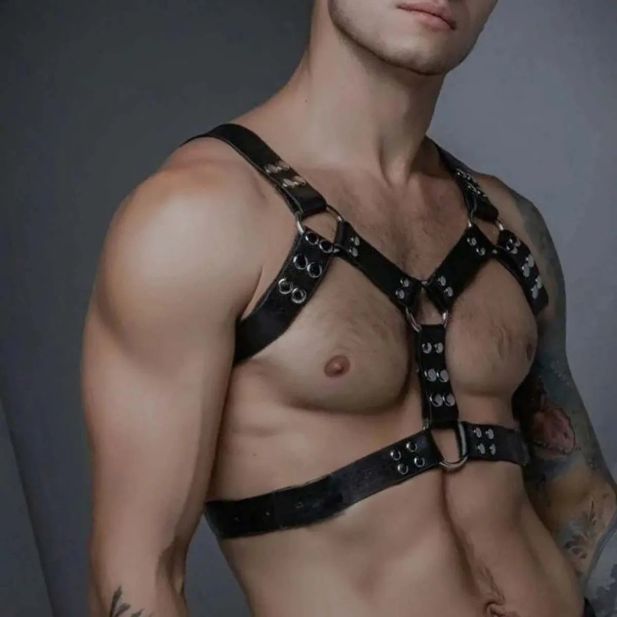 Male Pu Leather Lingerie Sexual Chest Harness Belt BDSM Fetish Full Body Harness Belt Strap Men Adjustable Rave  Clothing