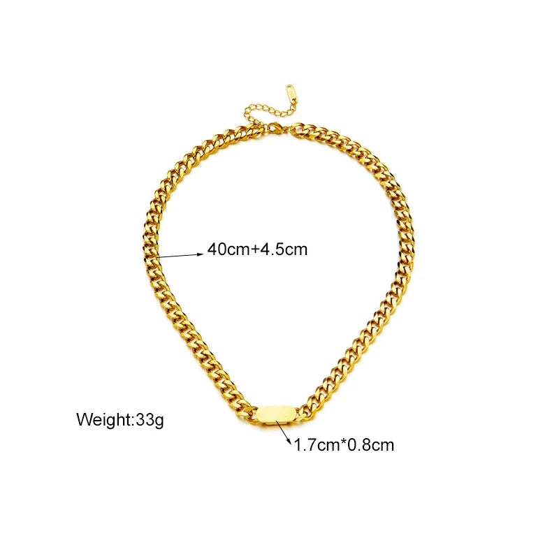 DIEYURO 316L Stainless Steel Gold Silver Color Geometric Chain Necklace Bracelet For Women Girl New Trend Non-fading Jewelry Set