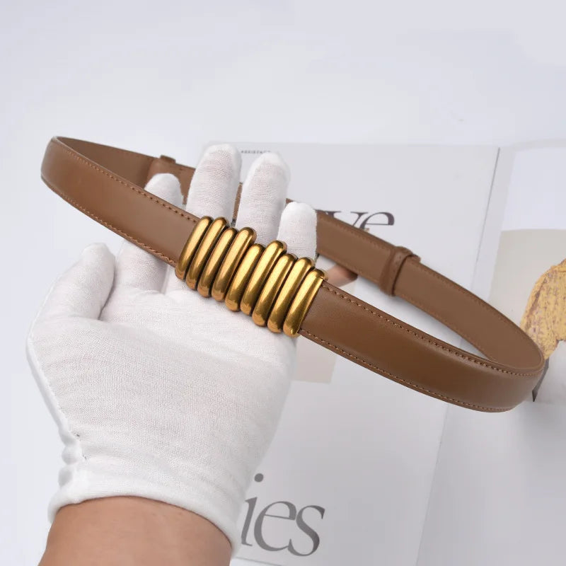 Neue verstellbare Gürtel aus echtem Leder für Damen, Bandbreitengürtel, Kleiderdekoration, vielseitiger Designer, hochwertiger Damenbund