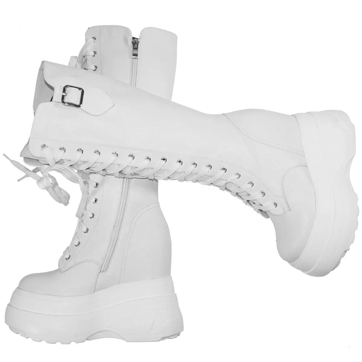 16cm High Heel Pumps Plus Size 43 44 45 46 47 Shoes Women Cow Leather Wedges Vulcanized Shoes Female Round Toe Fashion Sneakers