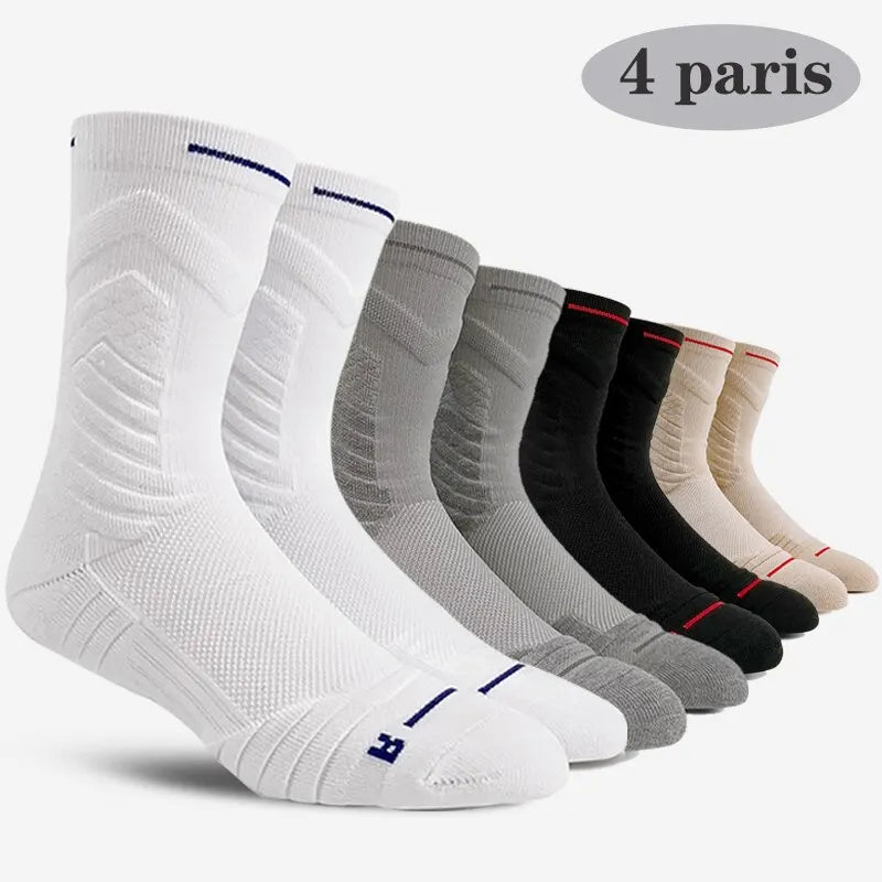 4 Paare/los Professionelle Basketball Socken Atmungsaktiv Männer Mid-Rohr Socken Weiß Sport Socken Handtuch Unten Männer Basketball Socken