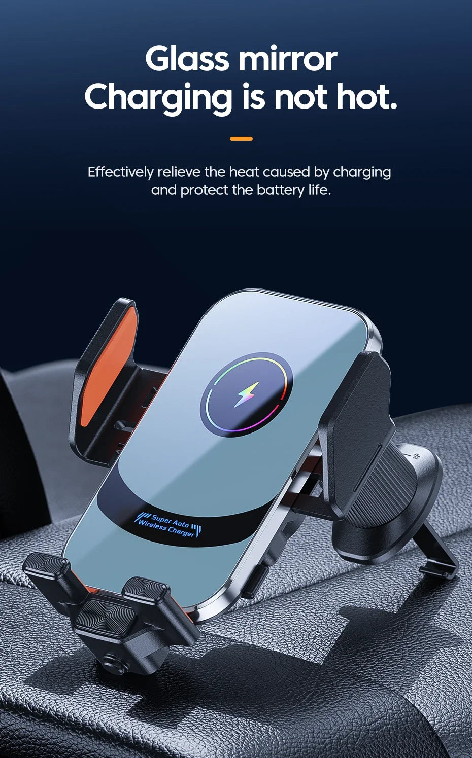 UYUXIO Wireless Car Charger Super Fast Charging Auto Clamping Air Vent Car Phone Holder for iPhone 16 15 14 Pro Max Samsung