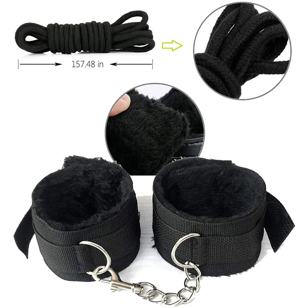 Hot Exotic Bed B+ndage Set B+SM Kits Exotic S*x Toys For Women  Adults Games Leather Handcuffs Whip Gag Nipple Clamps S*x