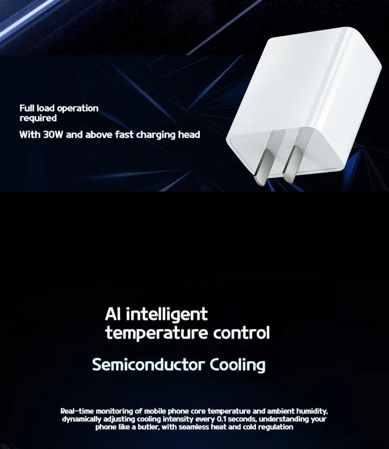 FS18 AI Mobile Cooler 30W Magnetic Back-clip Ice Cooling Radiator Digital Display RGB Light Gaming Cooler Temperature Control