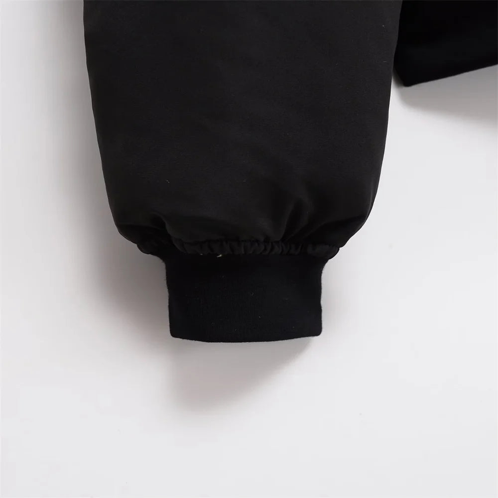 Autumn new women's clothing European and American style stand up collar zipper splicing short cotton jacket