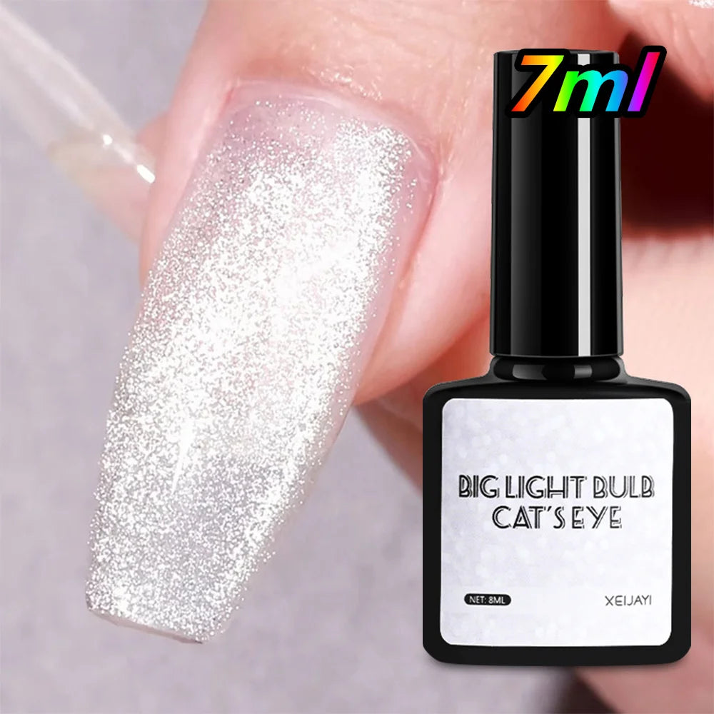 10ml/jar Moonlight White Magnetic Laser Gel Nail Polish Reflective Glitter Cat Eye Gel Semi-permanent UV Magnetic Venalisa GY