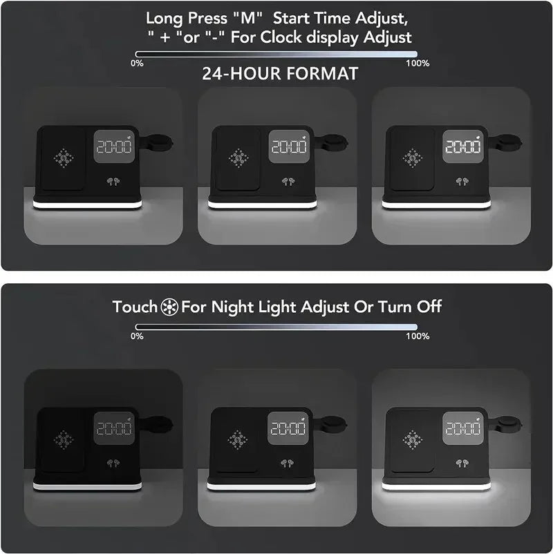 6 In 1 Wireless Charger Stand For iPhone Samsung S23 S22 Ultra Note Fold Galaxy Watch 5 4 Active Buds Fast Charging Dock Station