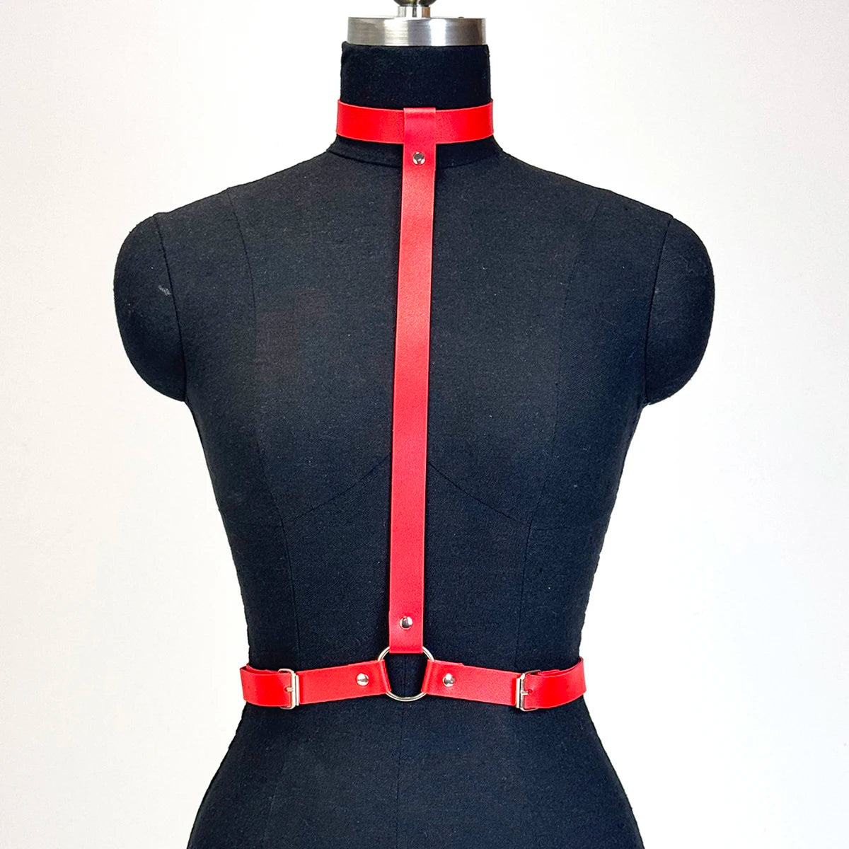Women Goth Punk PU Leather Chest Harness Waist Belt Punk Studded Decorative Harness Straps Suspenders Gothic Clothing Accessorie