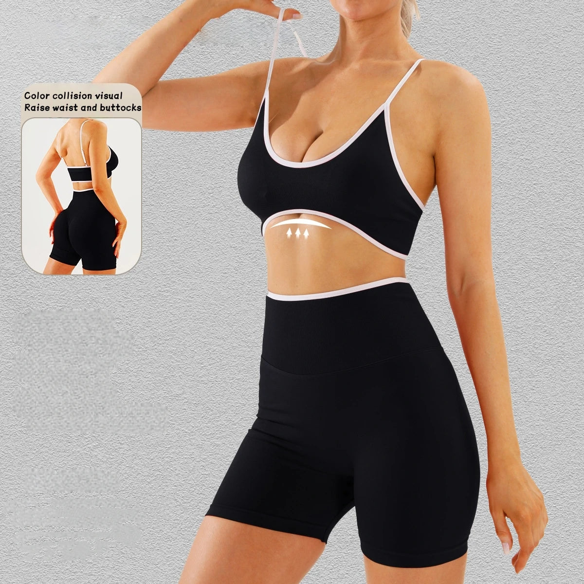 Color blocking sports suit for women, backless tight yoga suit, quick drying, outdoor running, fitness yoga suit