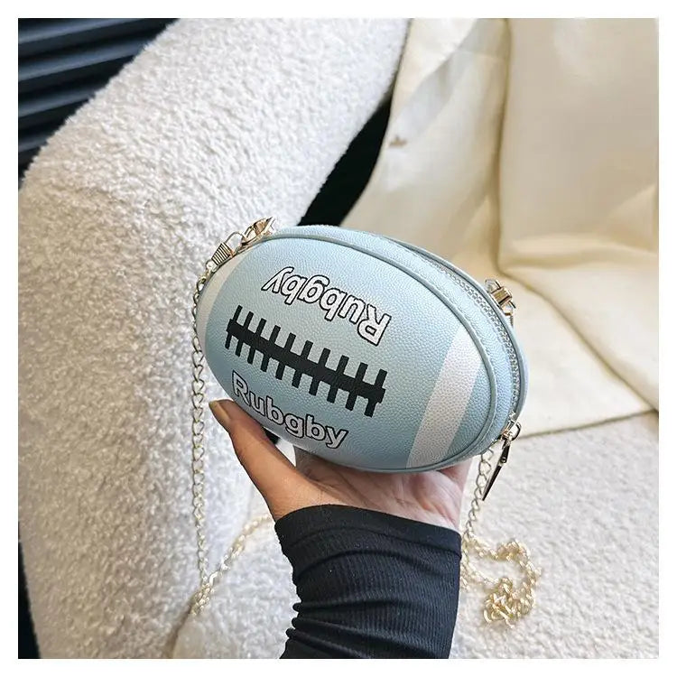 Cute Cartoon Rugby Style Crossbody Bag For Women 2024 New Shoulder Bags Purses And Handbags Leather Designer Ball Chain Bag