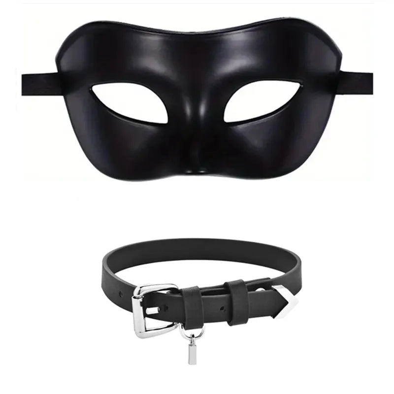 Valentine's Day Mask and Collar Set for Couples Costume Parties Cosplay and Fun Accessories to Spice Up the Celebration