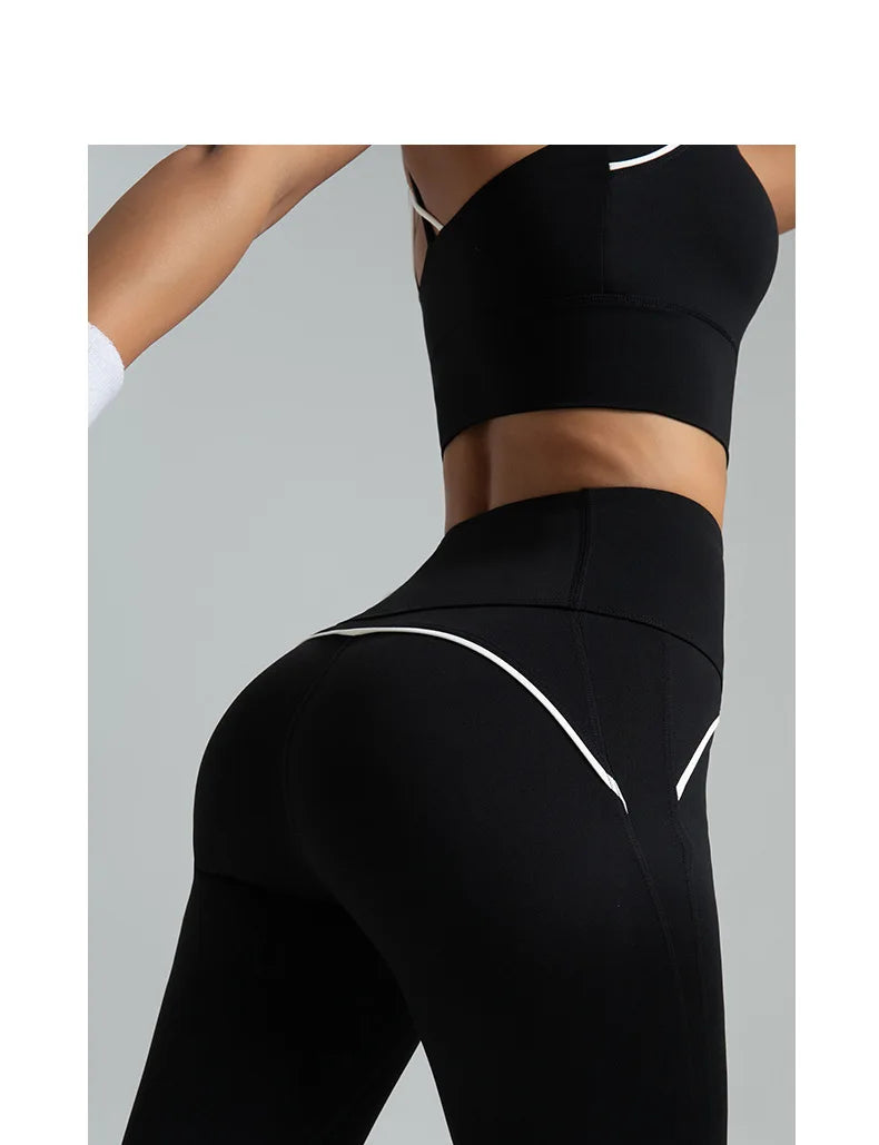 New Women's 2pcs Yoga Set Yoga Clothes High Waist Strap Cross High-elasticity Yoga Sports Bra Fitness Wear Set Women's Tracksuit
