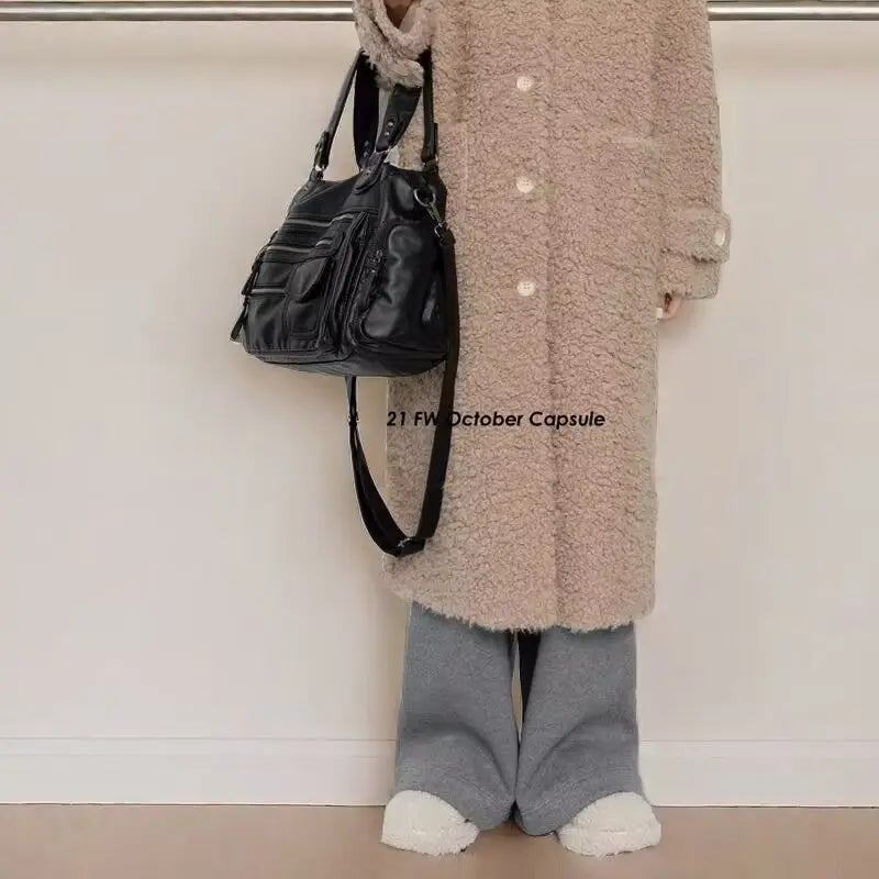 Nice Life Original Punk Women Tote Bags  Trend Large Capacity Crossbody Shoulder Bags Multi Pocket Motorcycle Crossbody Bag